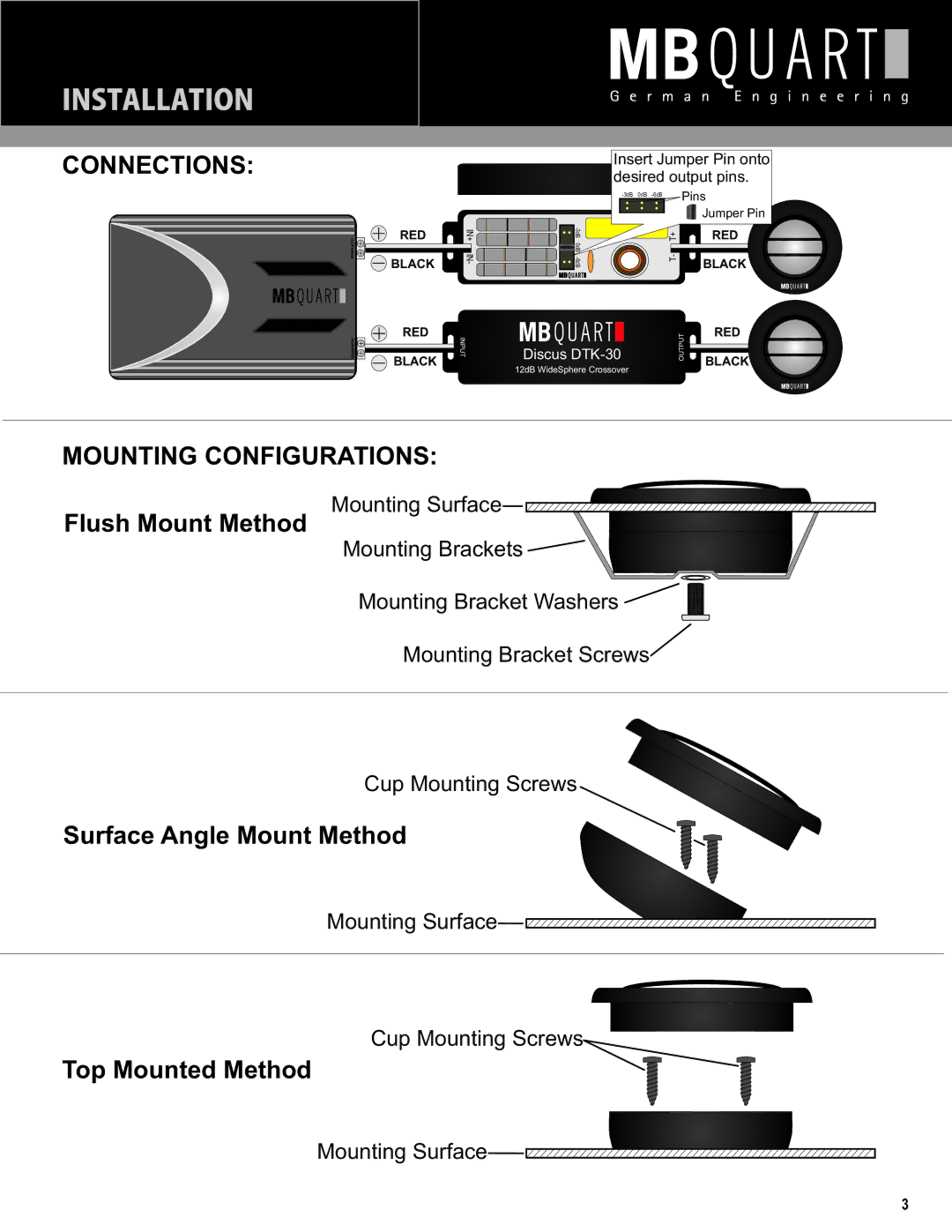 MB QUART DTK-30 installation manual Installation 