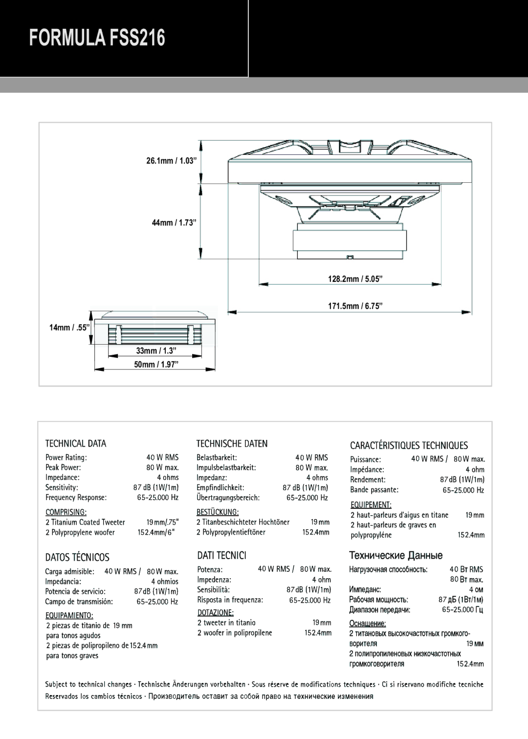 MB QUART FKS116 manual Formula FSS216 