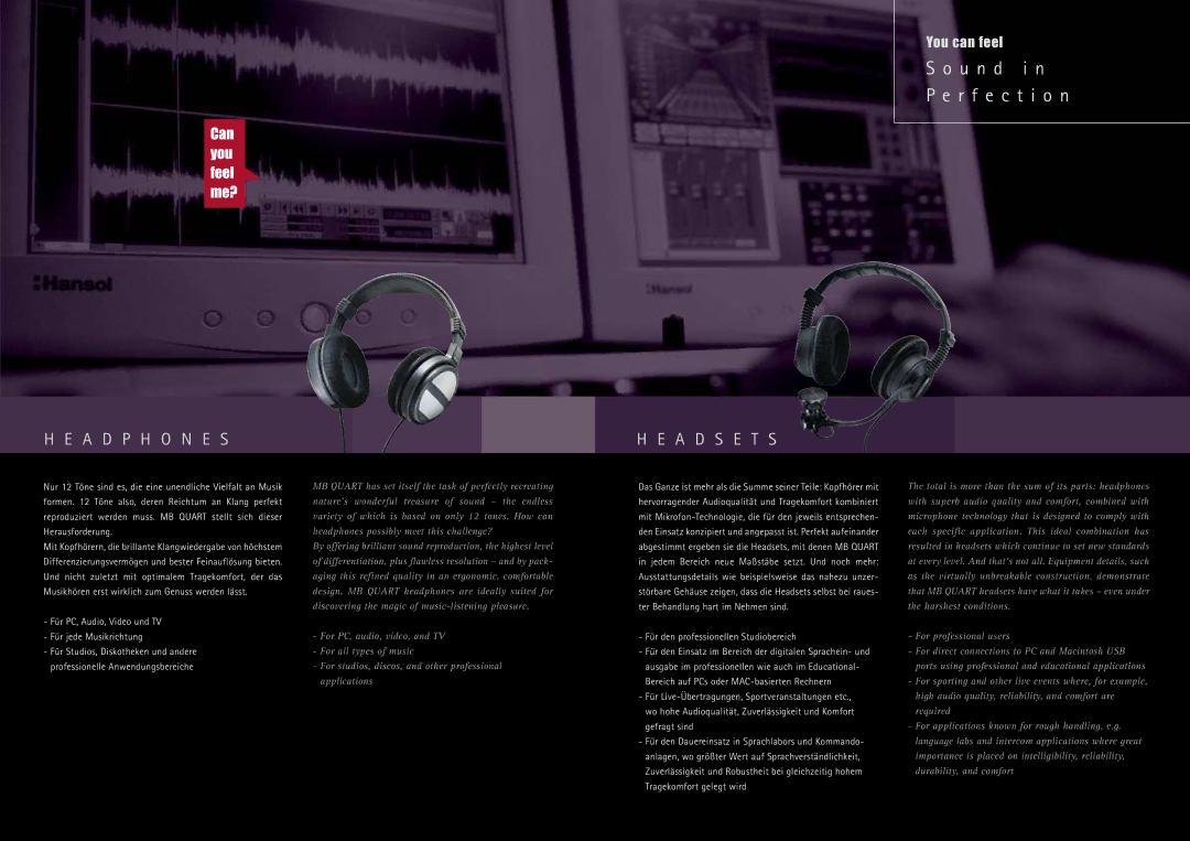 MB QUART Headphone & Headset manual U n d i n R f e c t i o n 