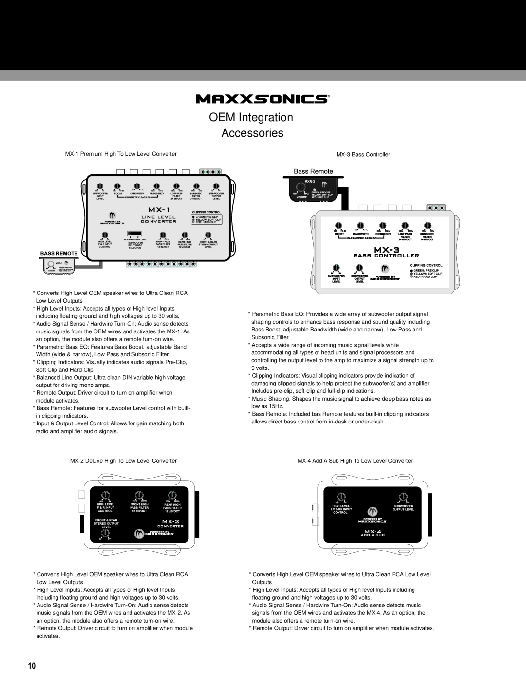 MB QUART ONX4.125, ONX4.80, ONX1.1500D, ONX4.60 OEM Integration Accessories, MX-1 Premium High To Low Level Converter 