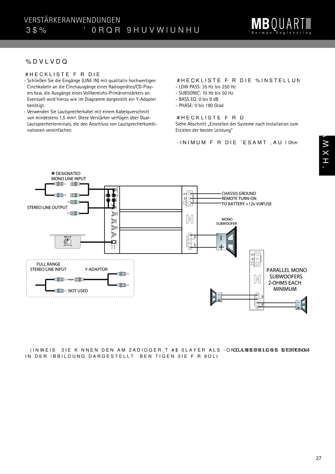 MB QUART PAB 2100c manual PAB 1200.1 D Mono-Verstärker, Basisanwendung 