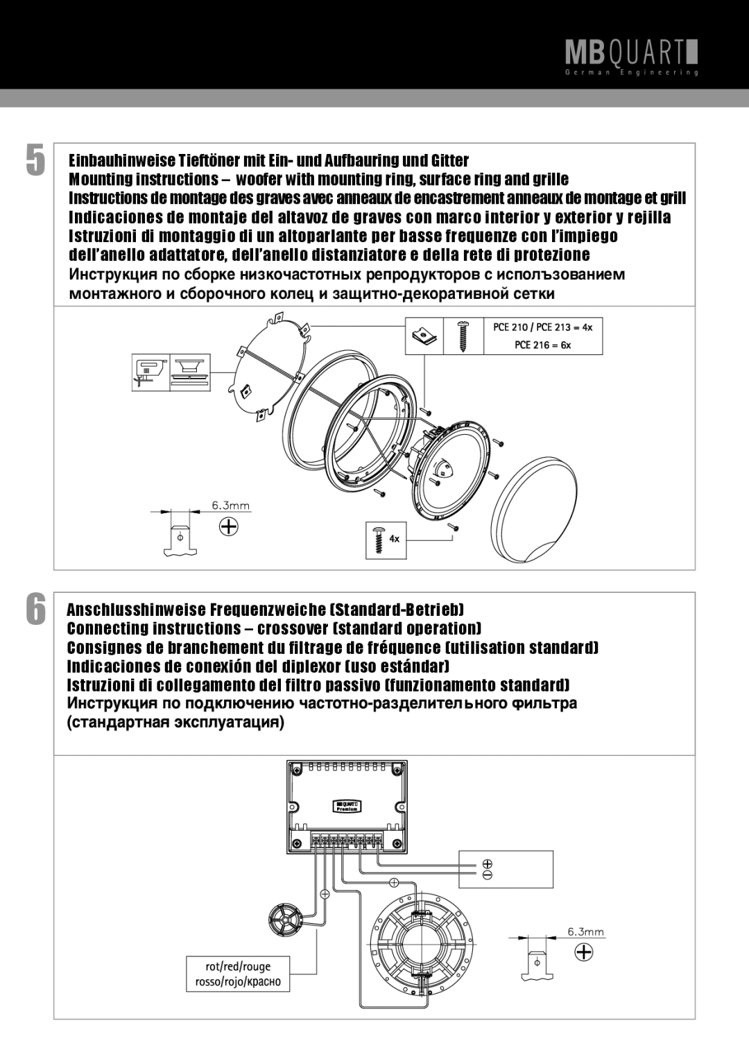 MB QUART PCE210, PTE 25 manual 