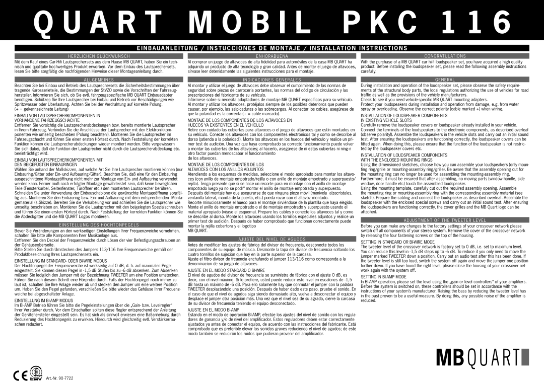 MB QUART PKC 116 installation instructions A R T M O B I L P K C 1 1 