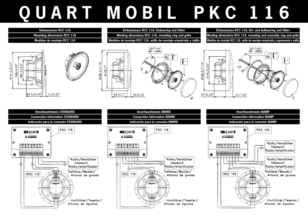 MB QUART PKC 116 installation instructions A R T M O B I L P K C 1 1 