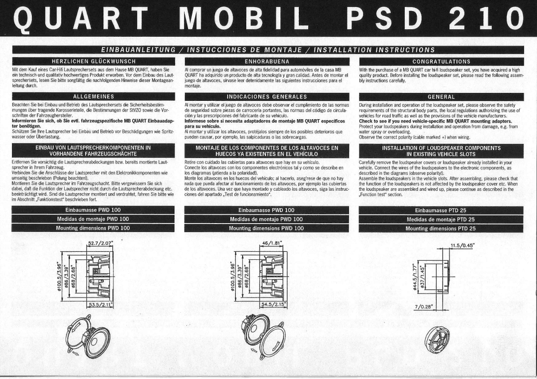 MB QUART PSD 210 manual €€EEt 