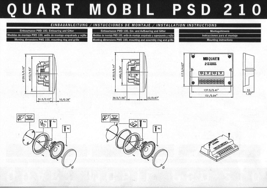 MB QUART PSD 210 manual Ot 9/9 6zts 