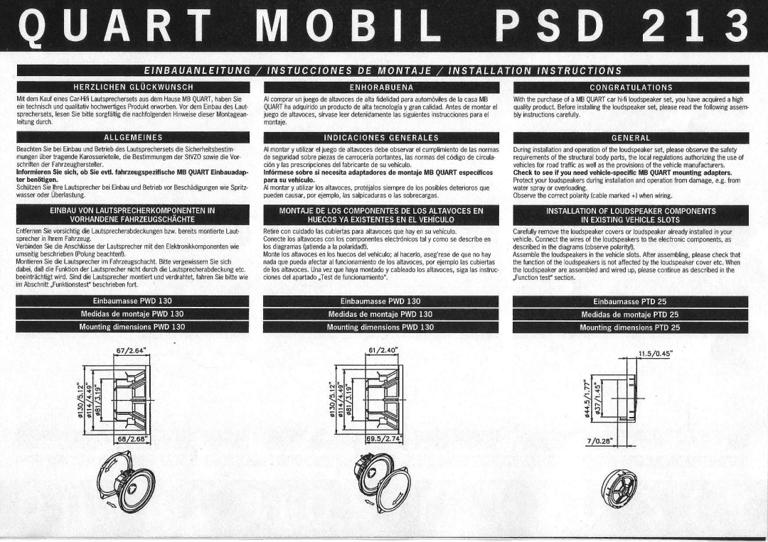 MB QUART PSD 213 manual €EtEsE 