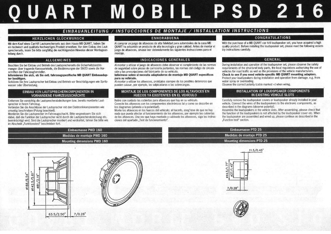 MB QUART PSD 216 manual €ff€i€ESEE € € 