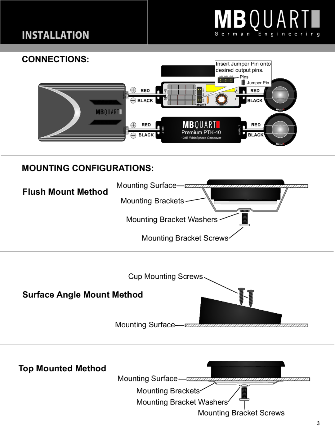 MB QUART PTK-40 installation manual Installation 