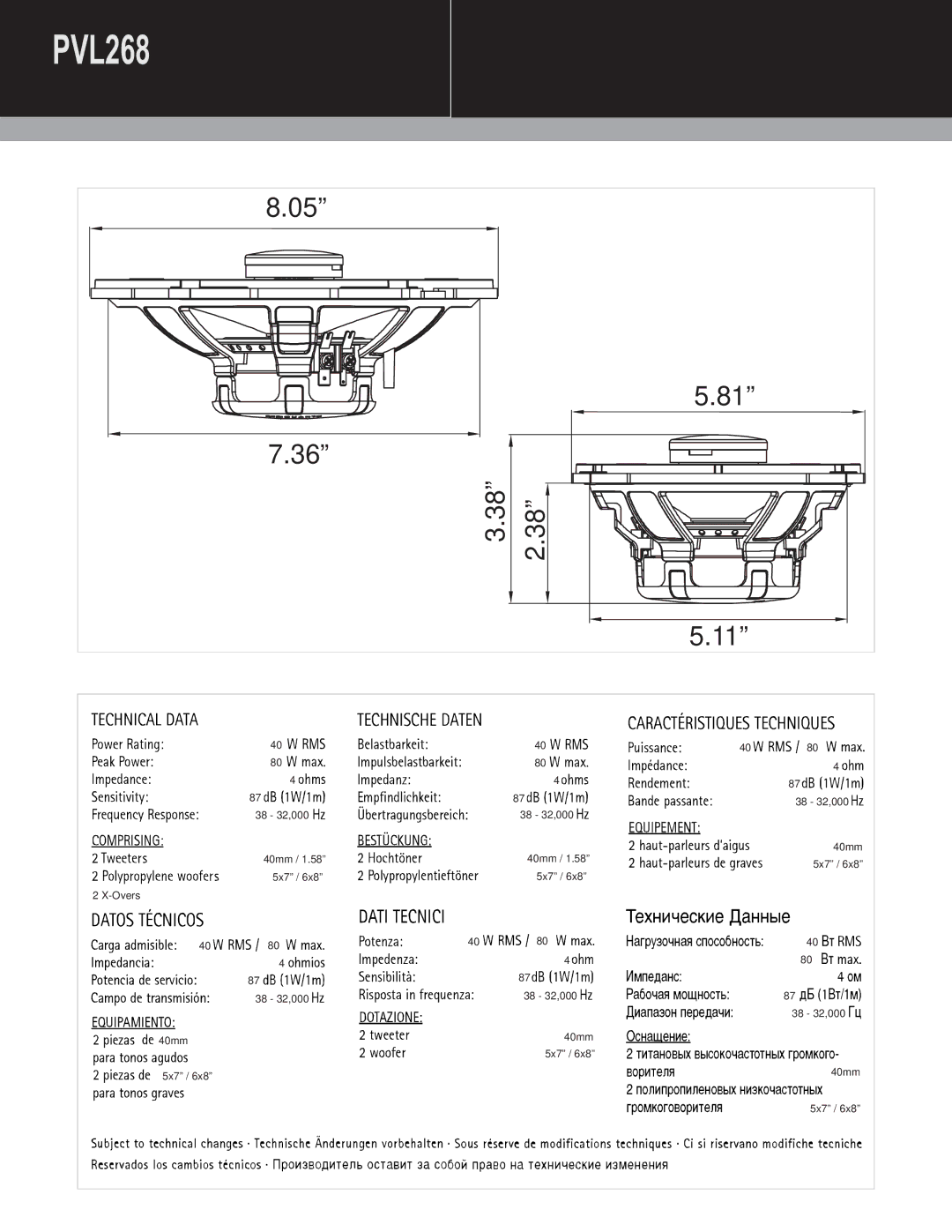 MB QUART PVL269, PVL216 manual PVL268 