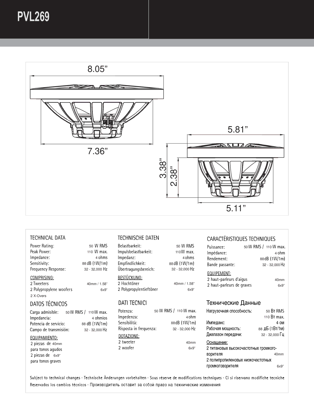 MB QUART PVL216, PVL268 manual PVL269 