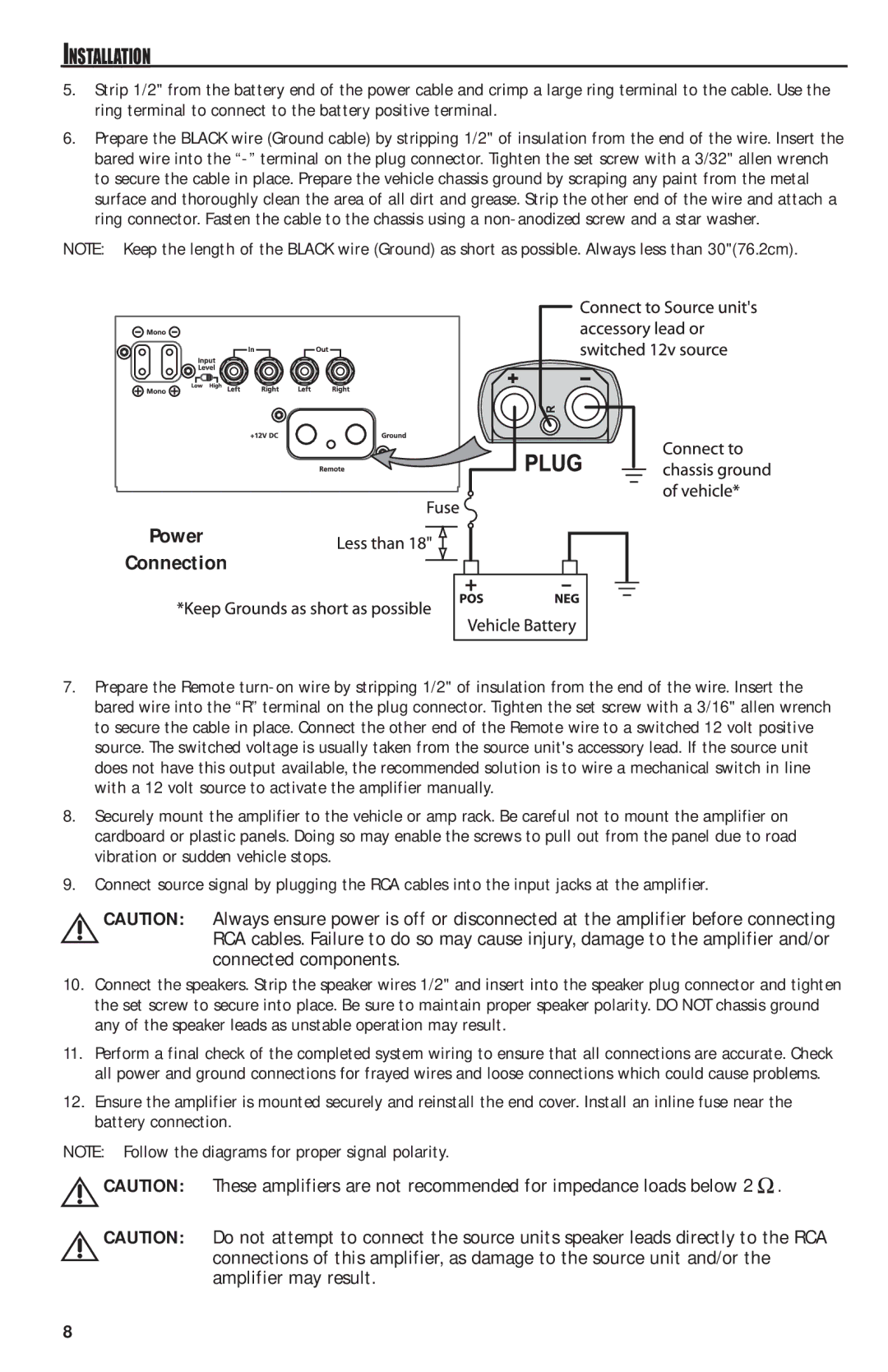 MB QUART QAA1000 manual Power Connection 