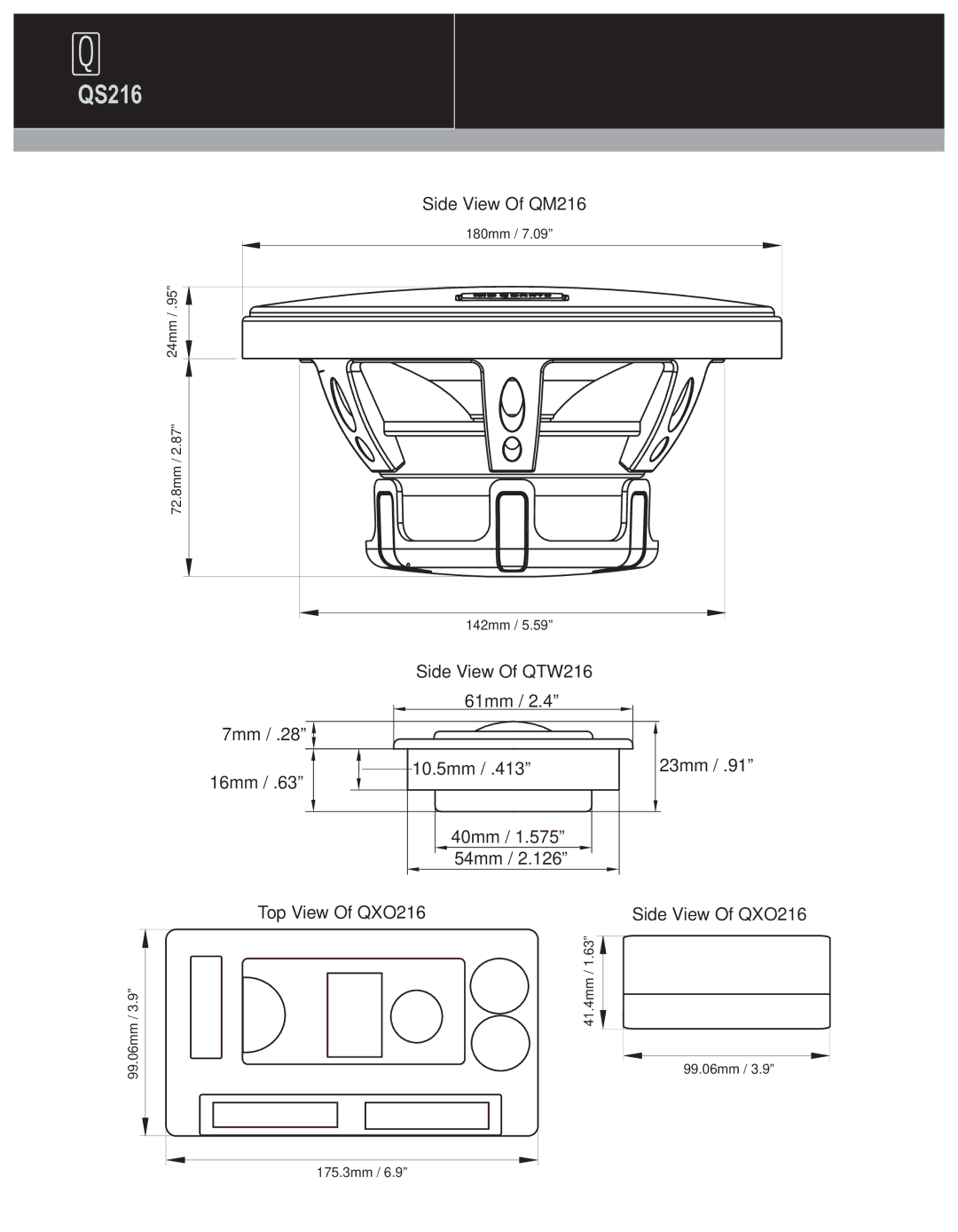 MB QUART QS216 manual Side View Of QM216 