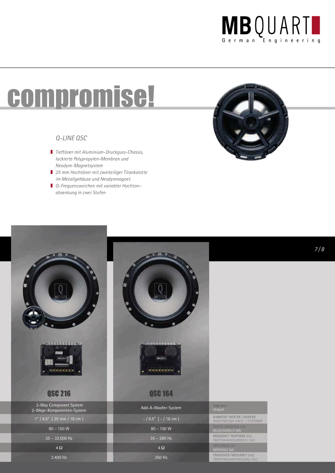 MB QUART QSC 210, QSC 216, QSC 213 manual Compromise 