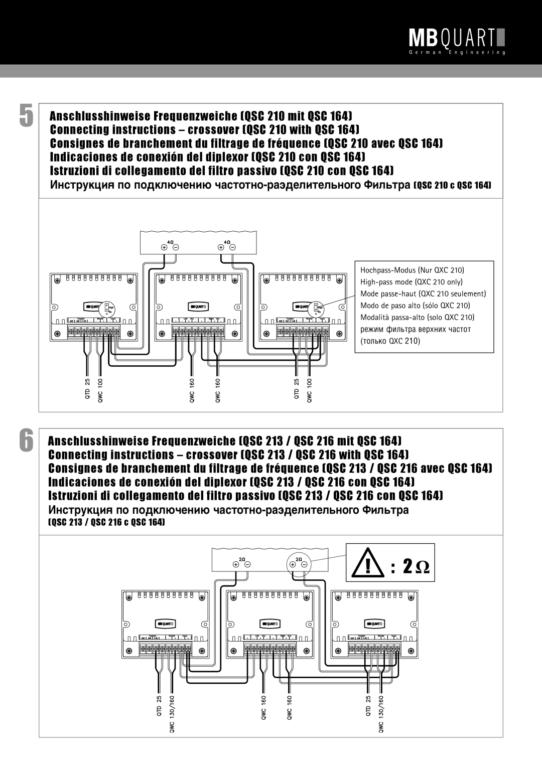 MB QUART QSC 210, QSC 216, QSC 213 manual Instrukciä po podklœheniœ hastotno-raqdelitelænogo Fil´tra 