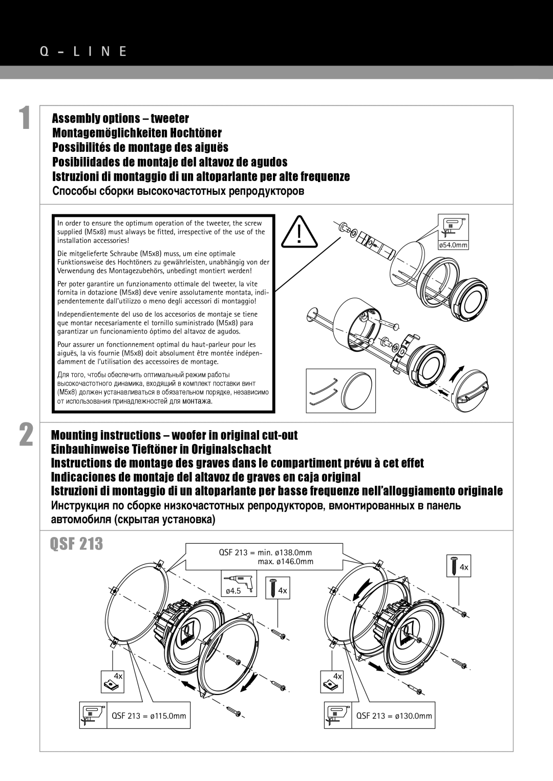 MB QUART QSF 216, QSF 213 installation instructions Qsf 