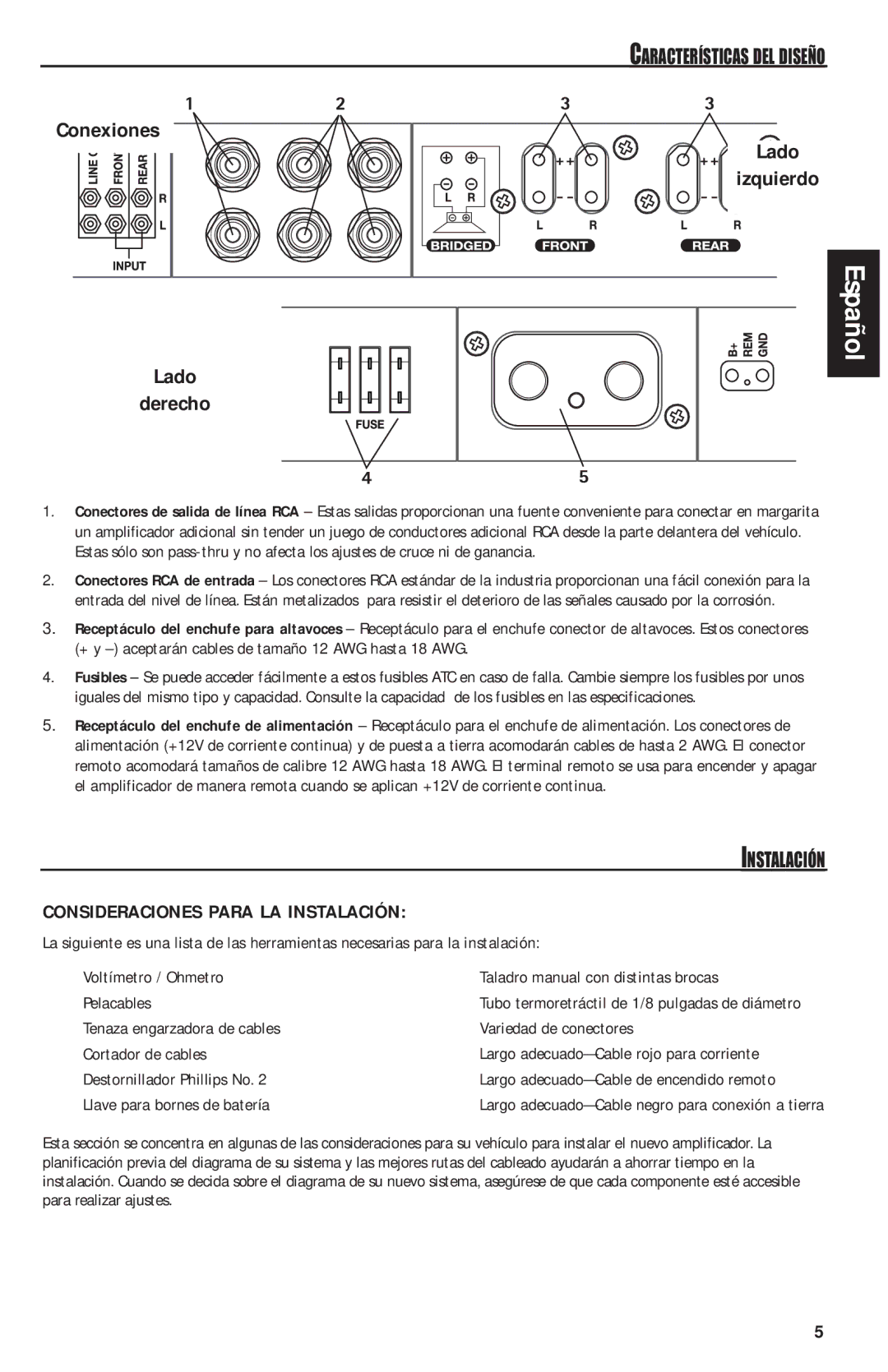 MB QUART RAA4200 manual Conexiones Lado Izquierdo, Lado Derecho, Consideraciones Para LA Instalación 