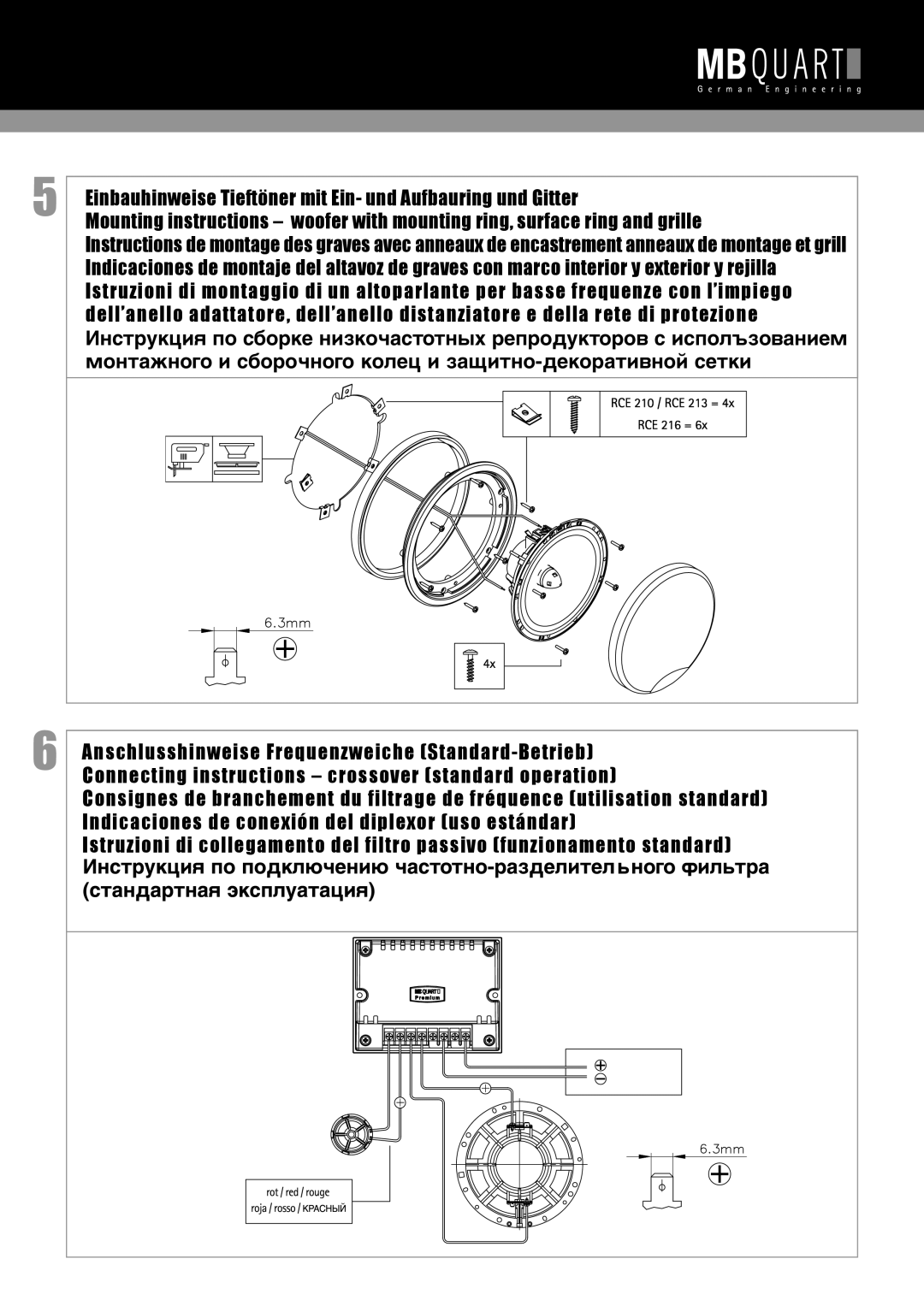 MB QUART RCE210, RCE213, RCE216 installation instructions 