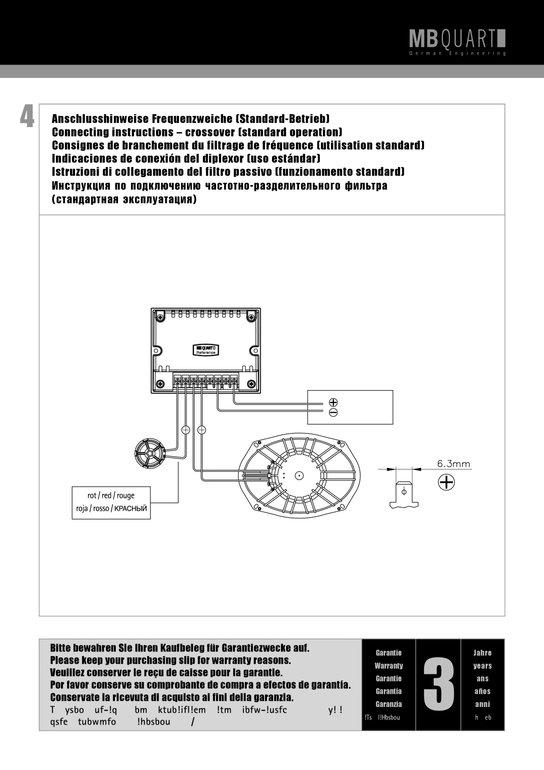 MB QUART RCE268, RCE269 manual Garantie Warranty Garantía Garanzia 