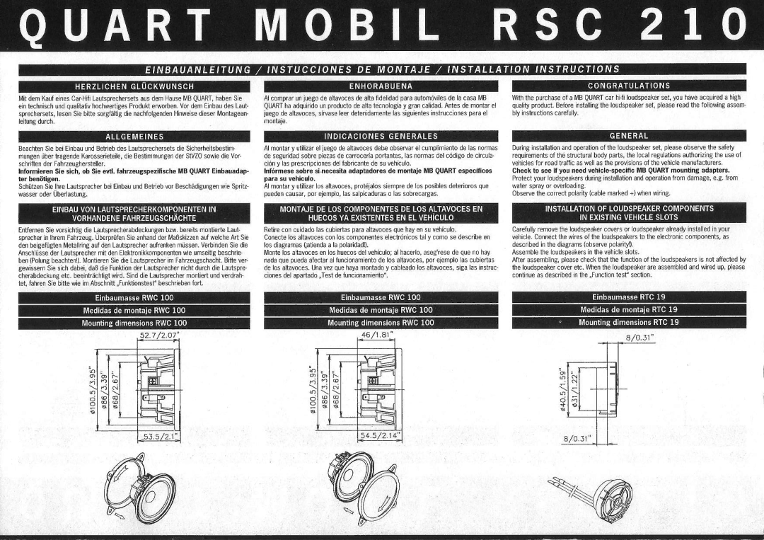 MB QUART RSC 210 manual Eef 