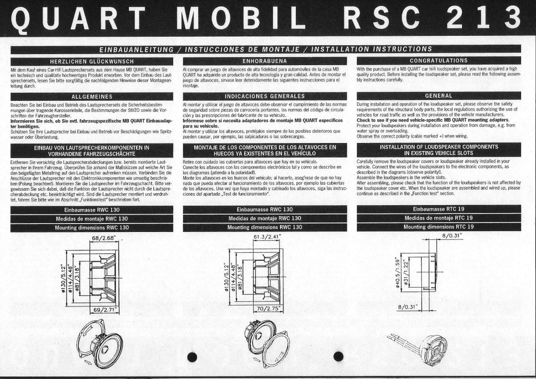 MB QUART RSC 213 manual GiEisgE, €s!ct 