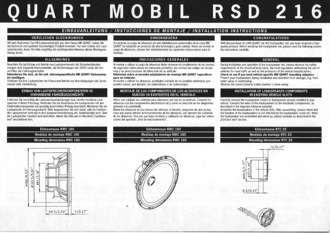 MB QUART RSD 216 manual € iig, T E €, E 5 E 