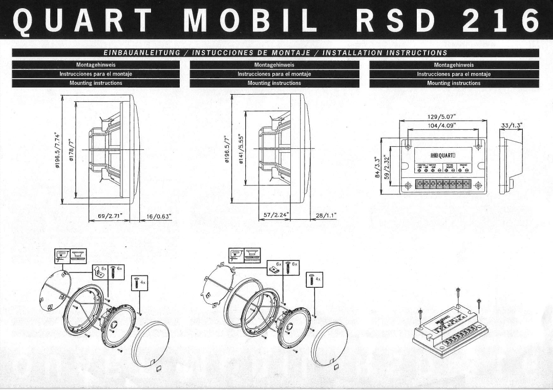 MB QUART RSD 216 manual Gss/ rt ro 