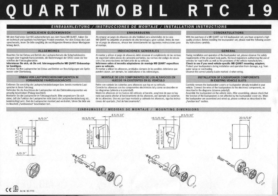 MB QUART RTC 19 manual Ffigi 