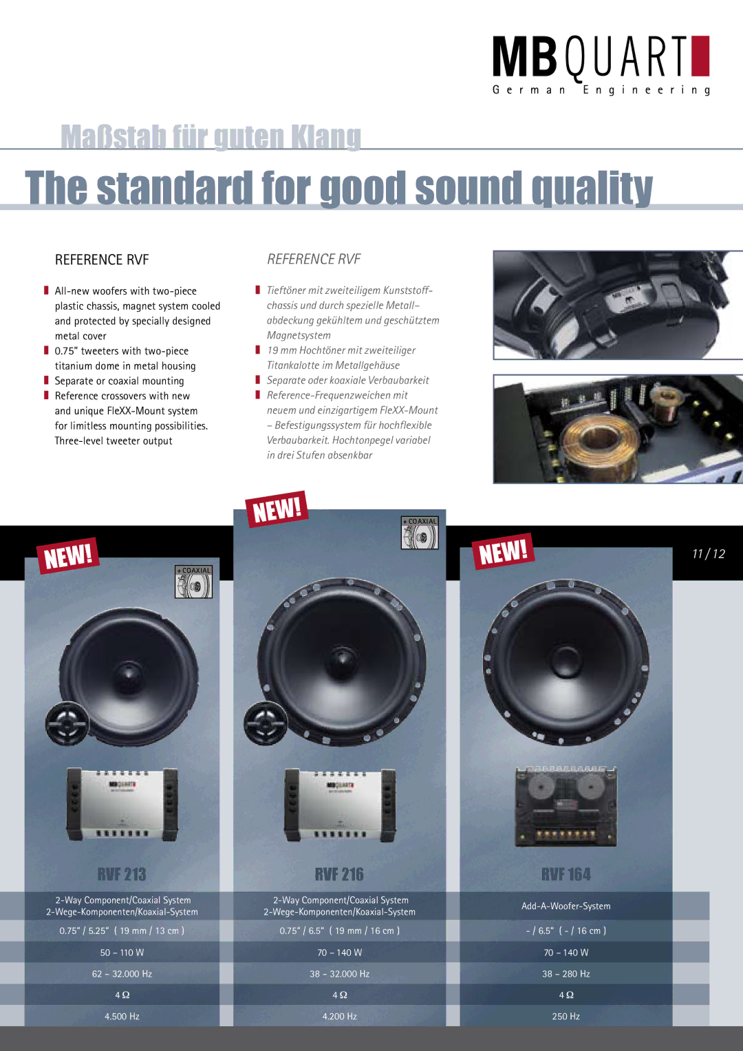 MB QUART RVF 210, RVF 216, RVF 213 manual Standard for good sound quality 