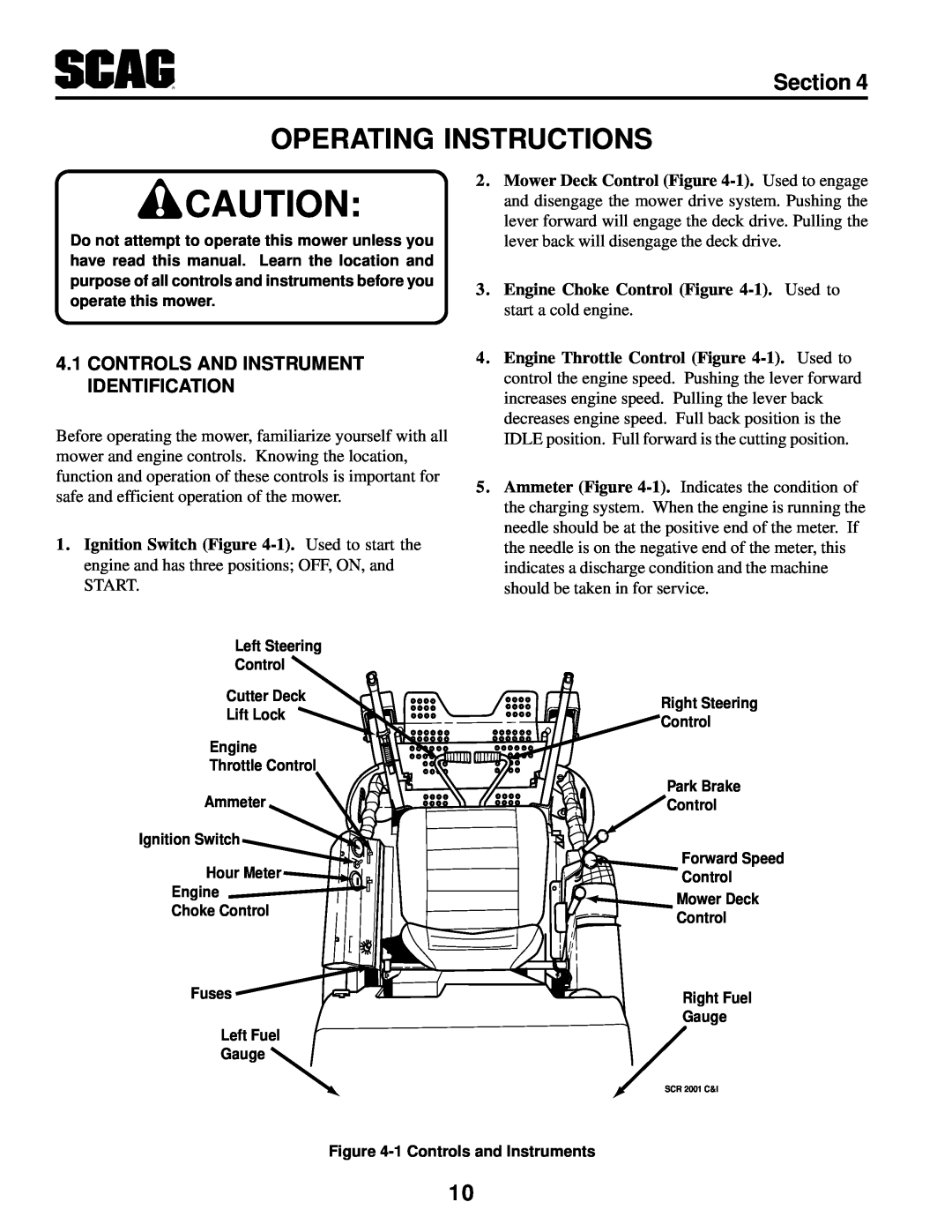 MB QUART SCR manual Operating Instructions, Controls And Instrument Identification, Section 