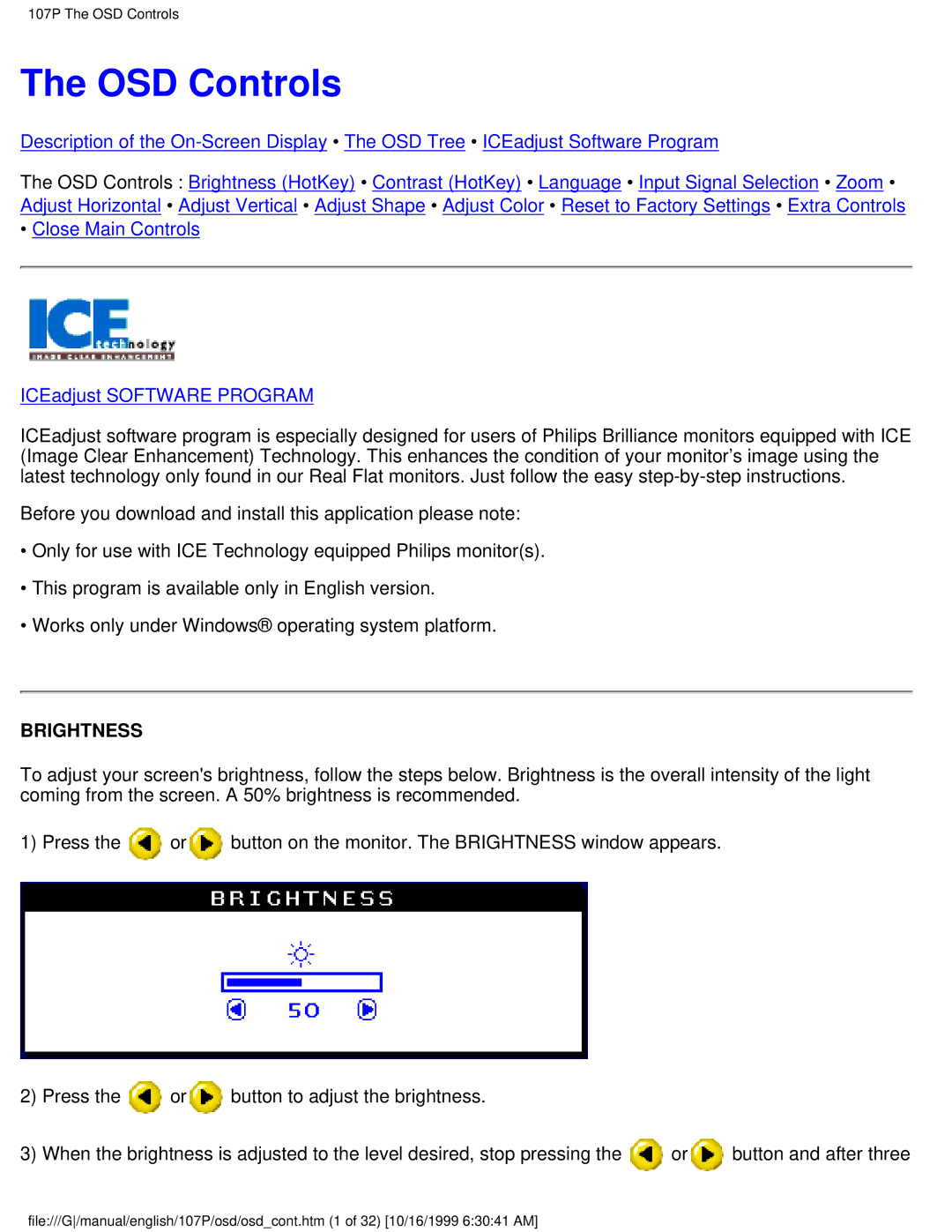 McAfee 107P user manual OSD Controls, Brightness 