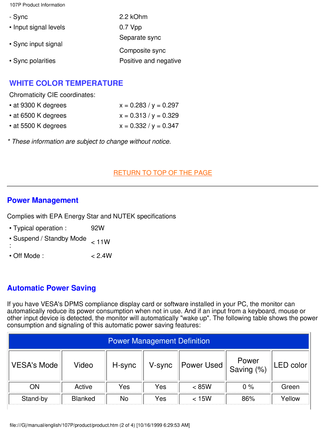 McAfee 107P user manual Power Management, Automatic Power Saving 