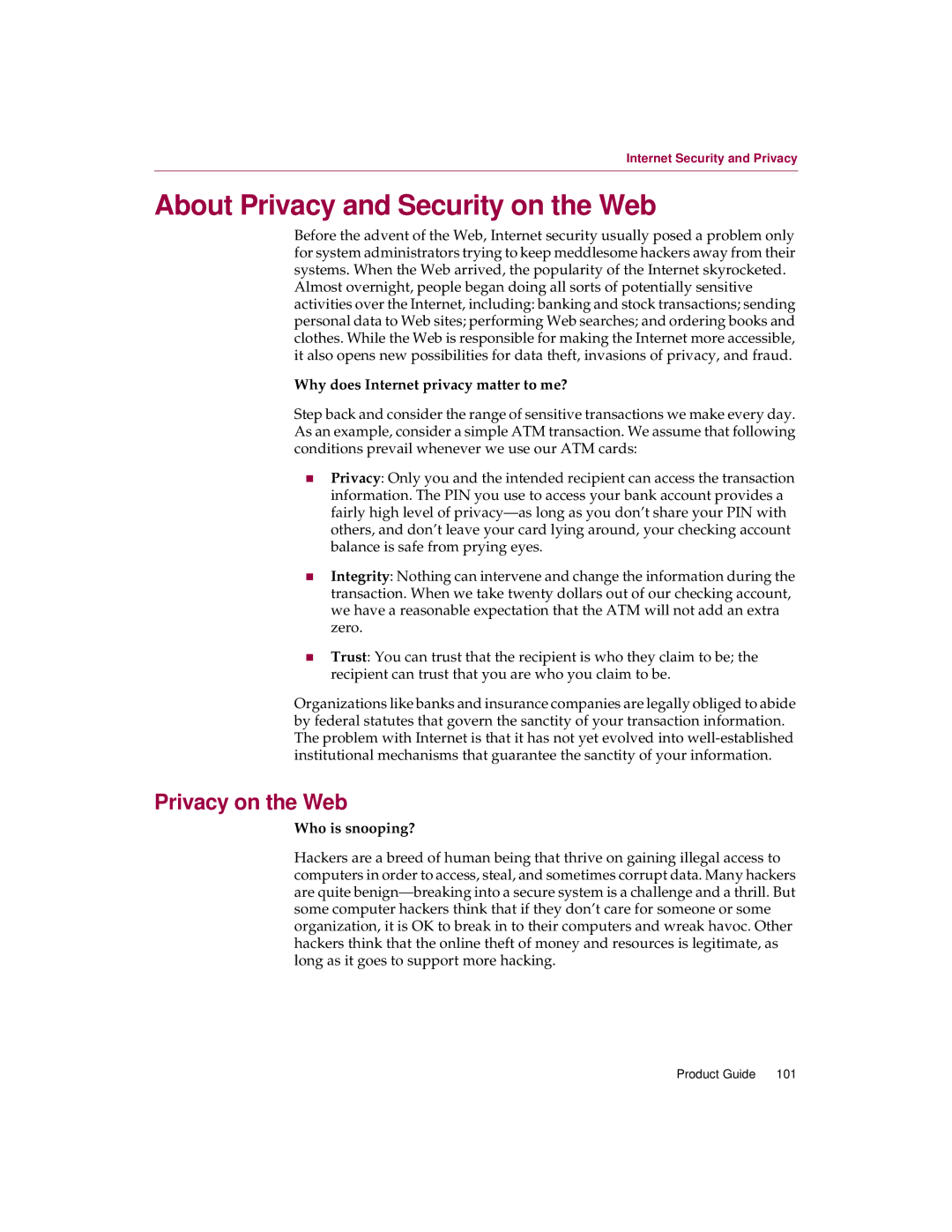 McAfee 5 manual About Privacy and Security on the Web, Privacy on the Web, Why does Internet privacy matter to me? 