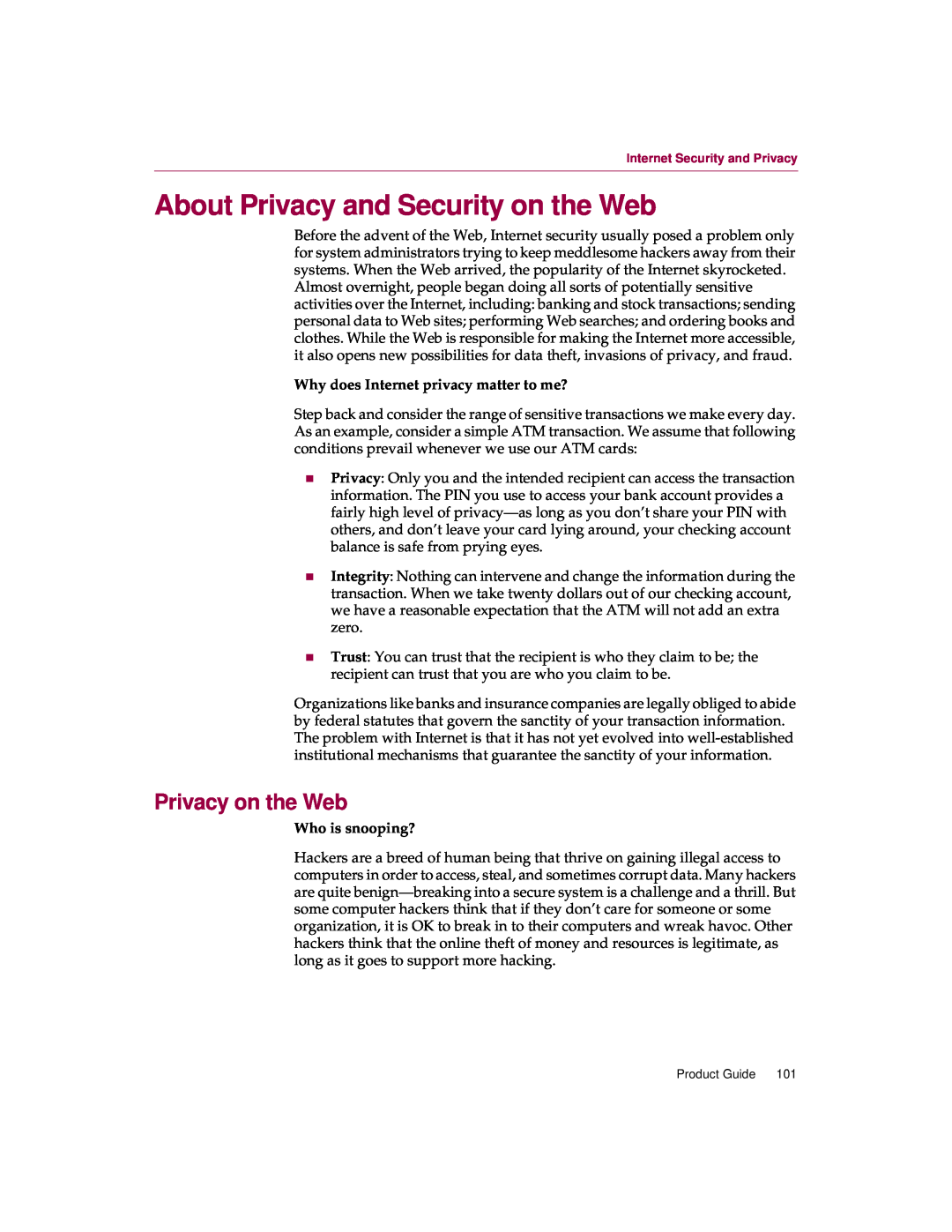 McAfee 5 manual About Privacy and Security on the Web, Privacy on the Web, Why does Internet privacy matter to me? 