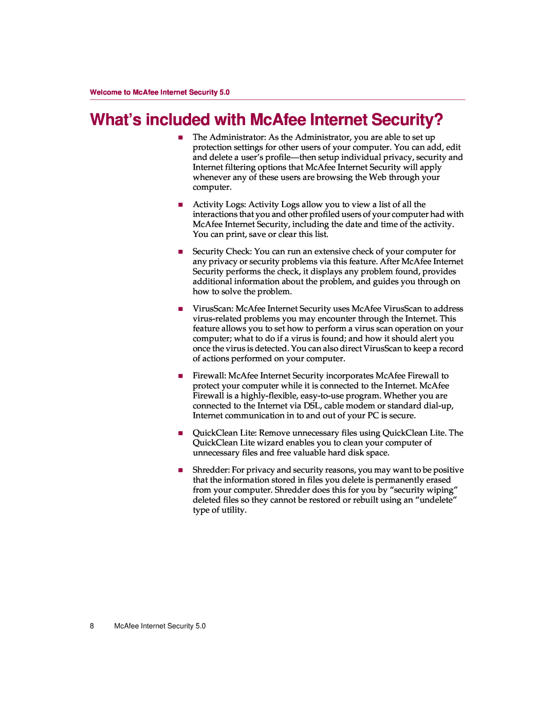 McAfee 5 manual What’s included with McAfee Internet Security?, Welcome to McAfee Internet Security 