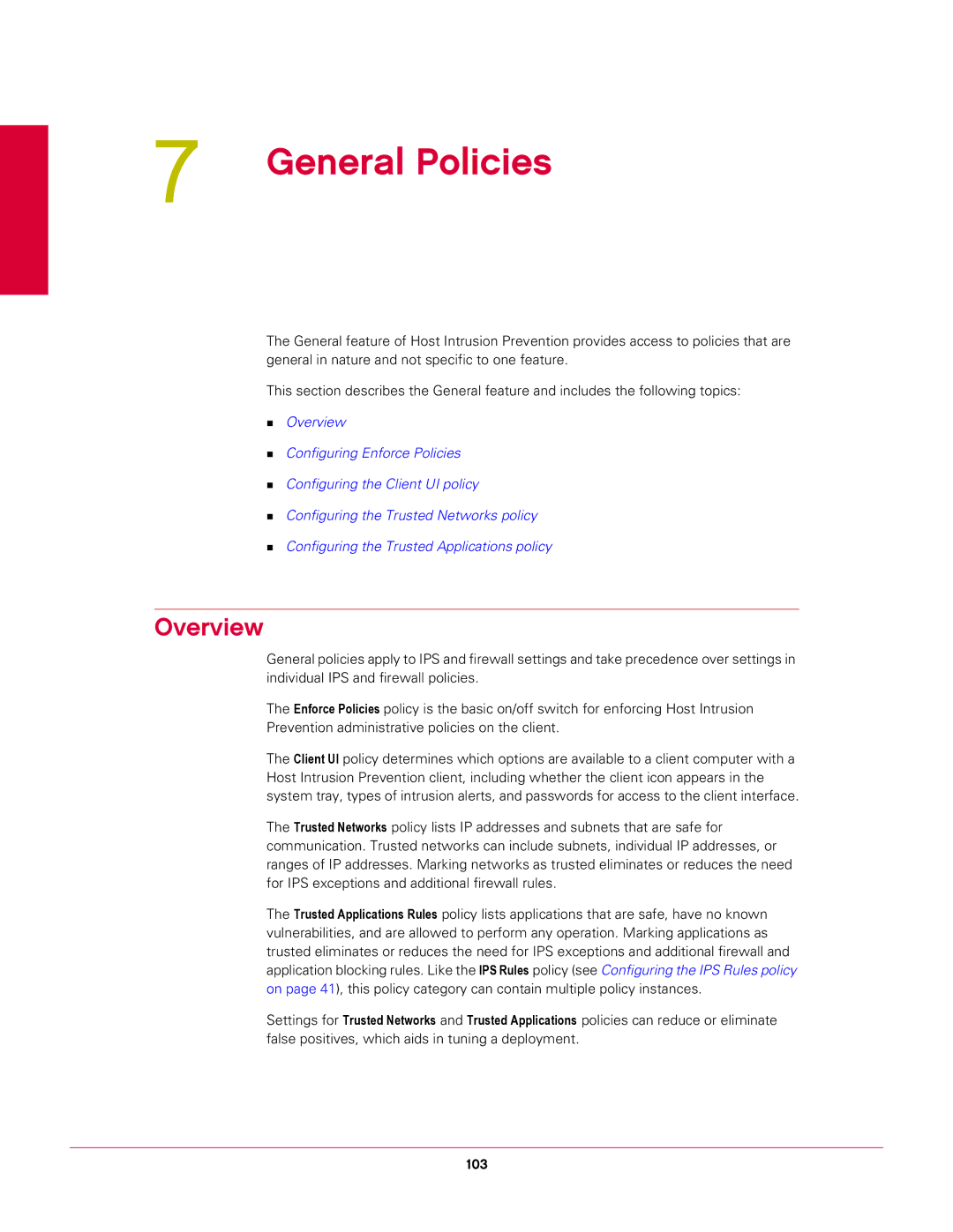 McAfee 6.1 manual General Policies, Overview 