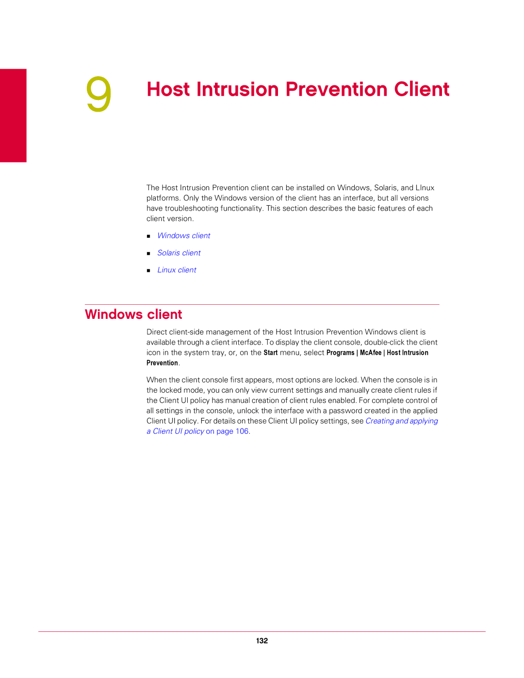 McAfee 6.1 manual Host Intrusion Prevention Client, Windows client 