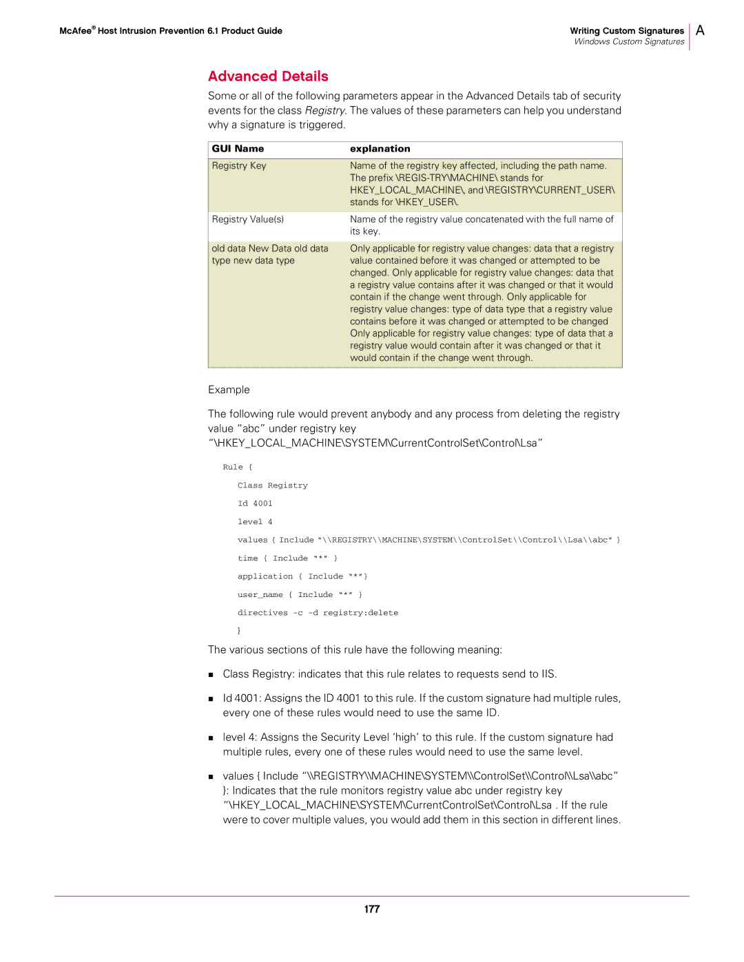 McAfee 6.1 manual Advanced Details, 177 