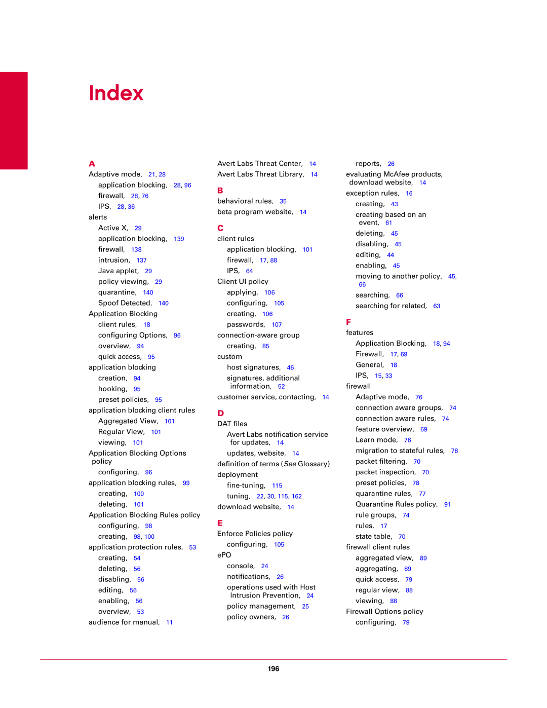 McAfee 6.1 manual Index 