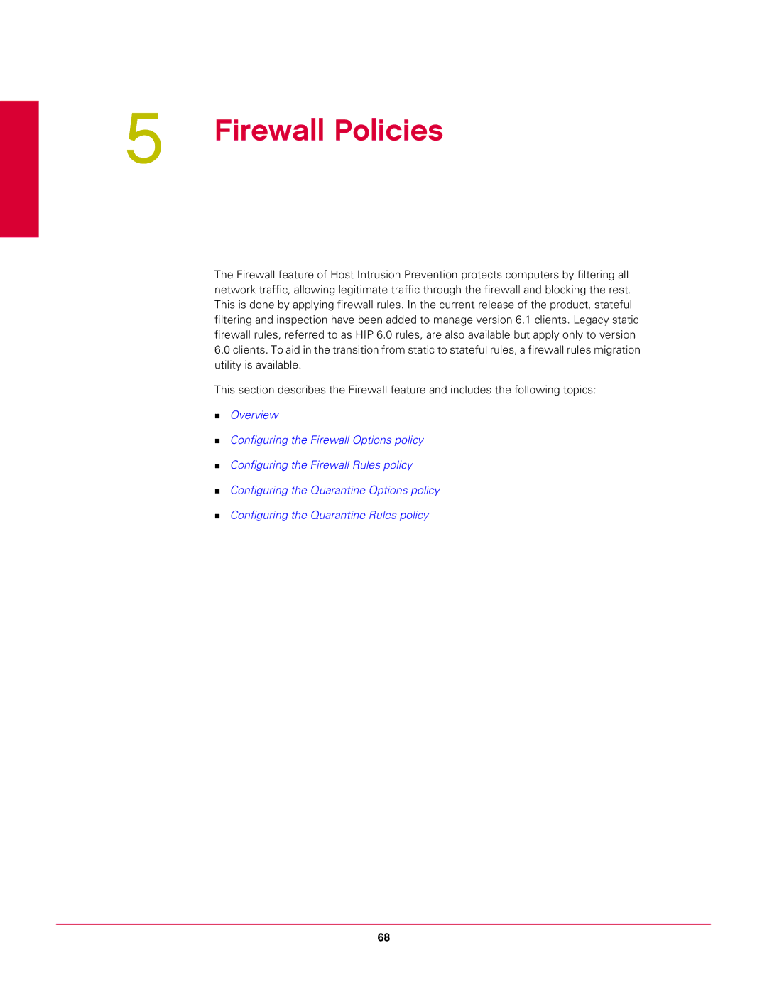 McAfee 6.1 manual Firewall Policies 