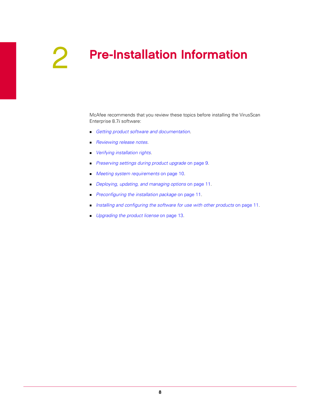 McAfee 8.7I manual Pre-Installation Information 