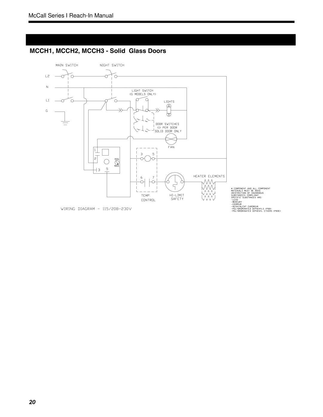 McCall Refrigeration MCCR1-S manual MCCH1, MCCH2, MCCH3 Solid & Glass Doors 