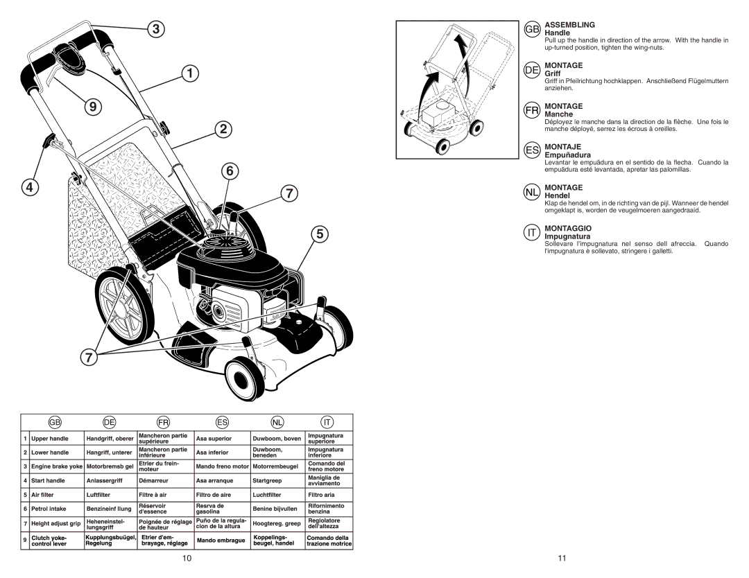 McCulloch 1-R instruction manual Assembling, Montage, Montaje, Montaggio 