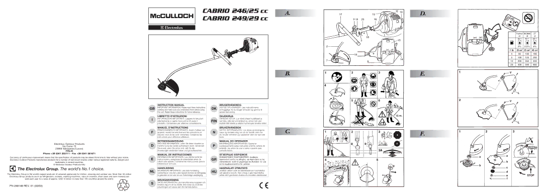 McCulloch instruction manual Cabrio 246/25 cc Cabrio 249/29 cc 