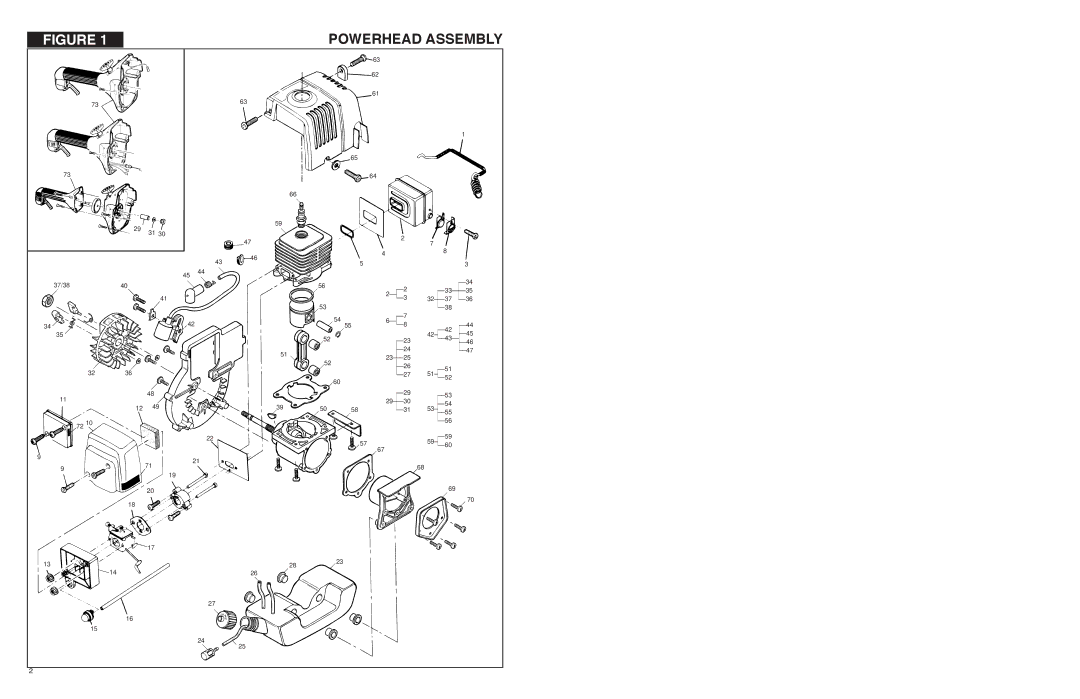 McCulloch 28cc, 32cc specifications Powerhead Assembly 