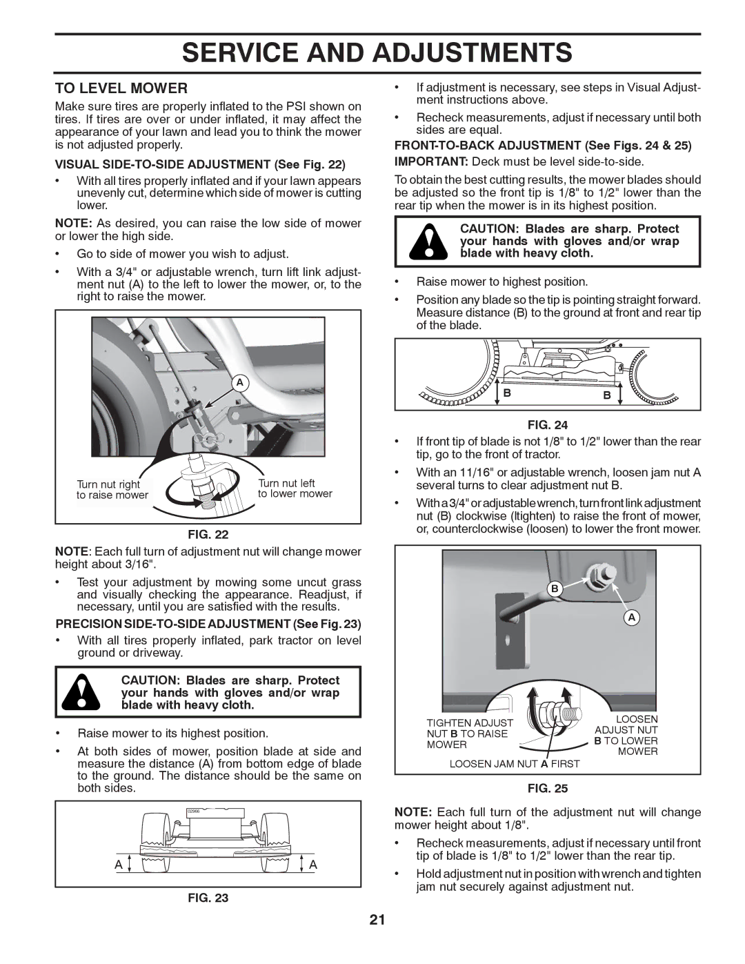 McCulloch 422800 manual To Level Mower, Visual SIDE-TO-SIDE Adjustment See Fig 