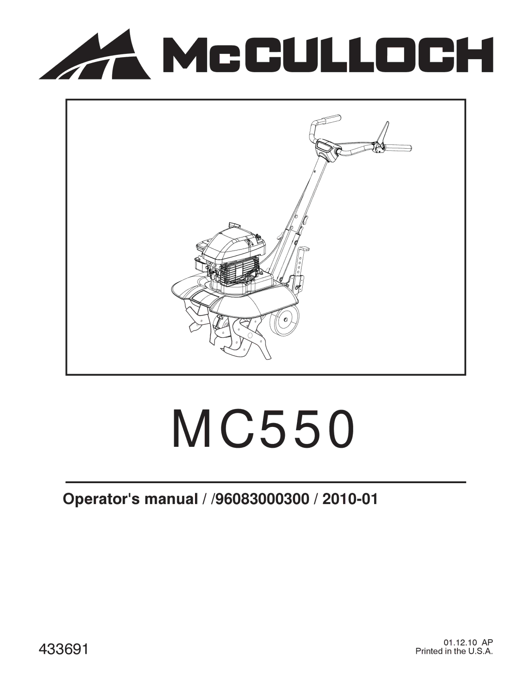 McCulloch MC550, 433691, 96083000300 manual 