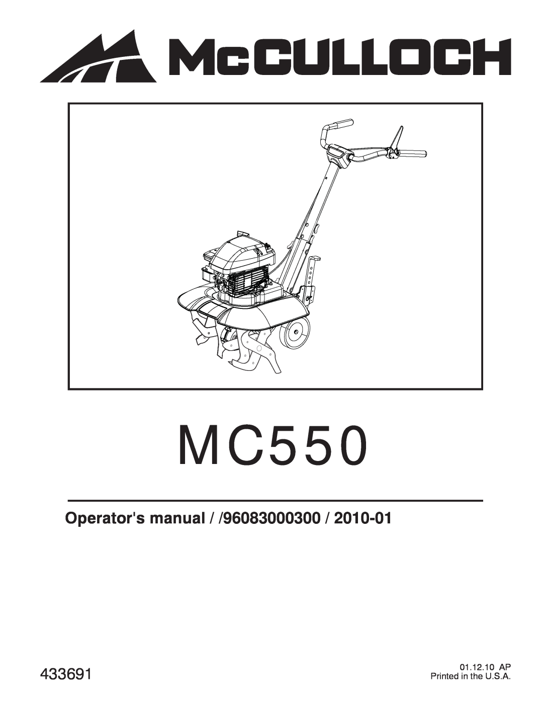 McCulloch MC550 manual Operators manual / /96083000300, 433691 