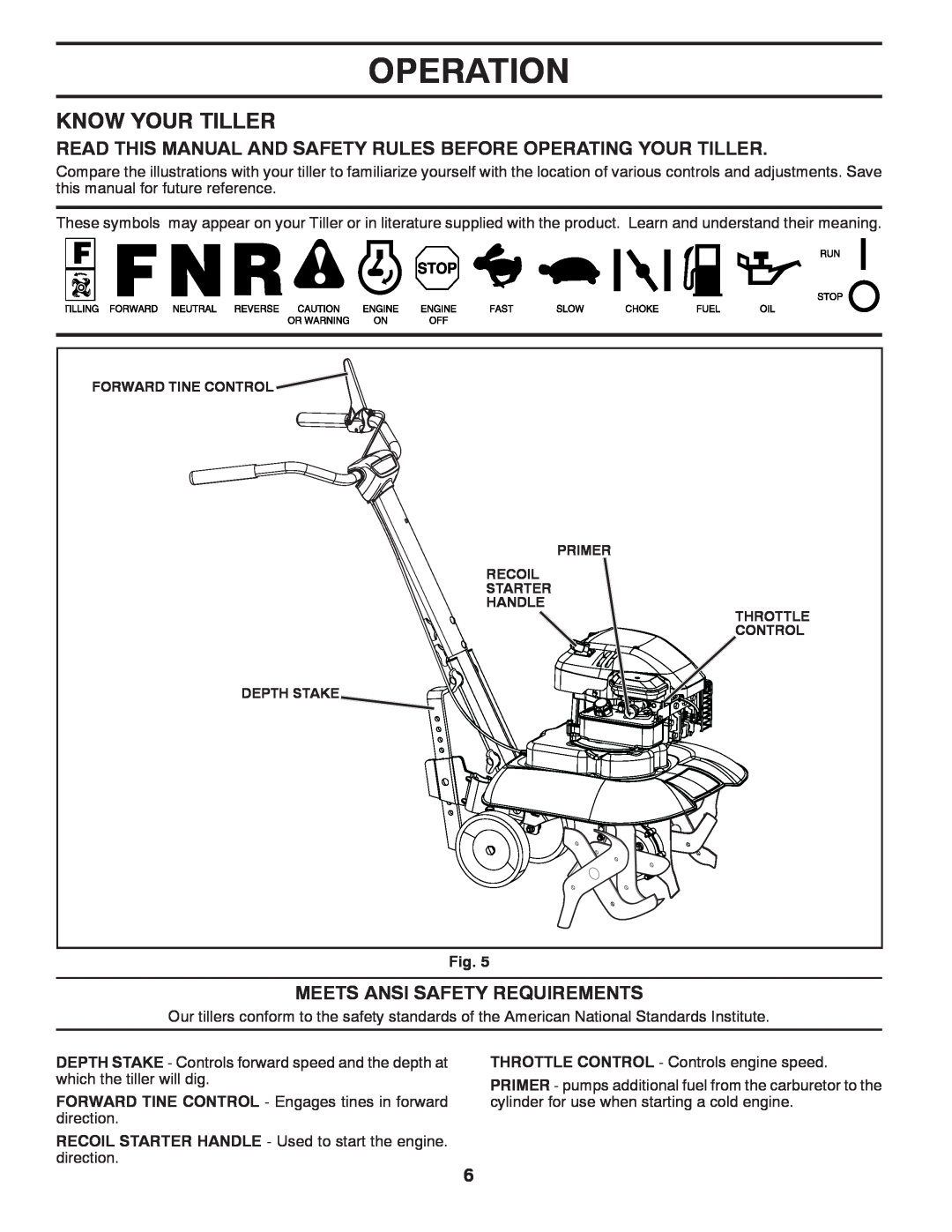 McCulloch 433691, MC550 manual Operation, Know Your Tiller, Read This Manual And Safety Rules Before Operating Your Tiller 