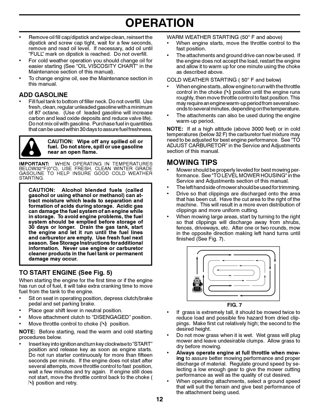McCulloch 532 40 80-72 manual Mowing Tips, ADD Gasoline, To Start Engine See Fig 